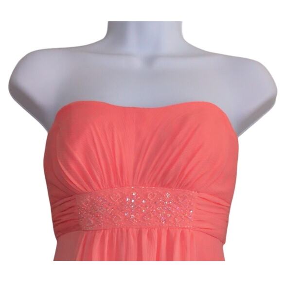 Beaded Strapless Chiffon Evening Gown Dress 2 Fairy Glam Babydoll Occasion Prom - Picture 3 of 5